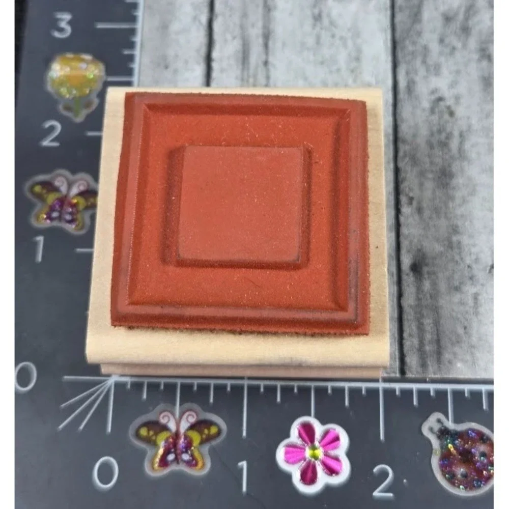 Hot Potatoes Double Sided Frame Box Rubber Stamp Wood #B97